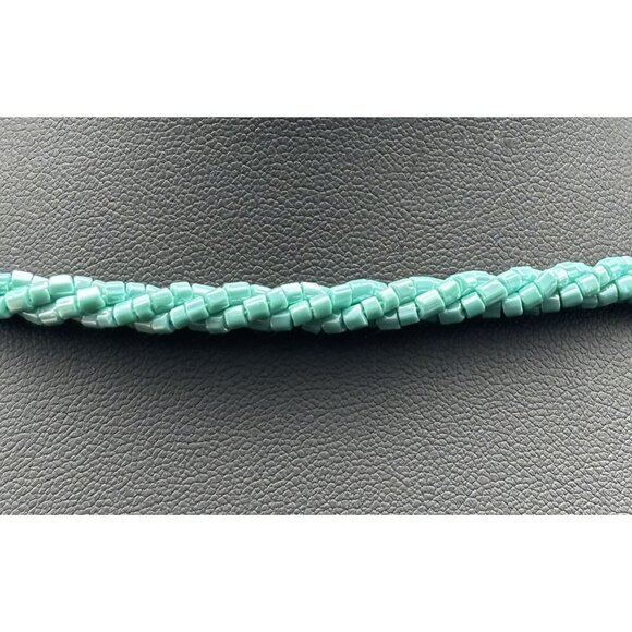 Vintage Nolan Miller Long Necklace 2 Twisted Strands Light Blue Glass Beads, 37" - Picture 6 of 11